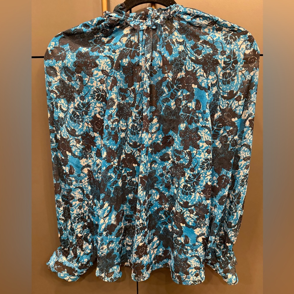 Anthropologie Sheer Printed Peasant Blouse Womens Size M - Picture 3 of 4